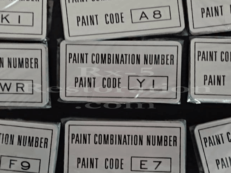 PCN Paint Combination Number Paint Code Foil Decals by Mazda Cosmo Rx5 Restoration dot com